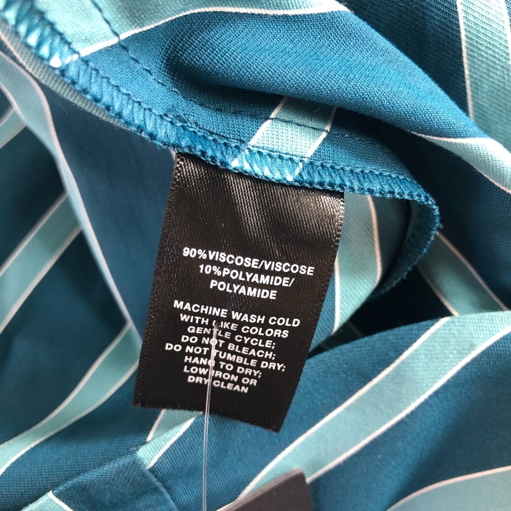 ❎SOLD Lafayette 148 Siri Wrap Dress Striped Blue Pacific Sleeveless Long Dress 2 - Picture 7 of 14